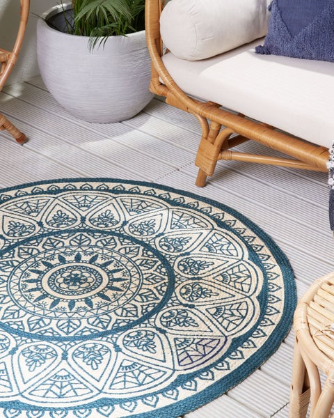 Teppich ANADERE Blau ø 120 cm Jute