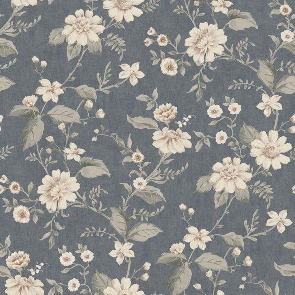 Borastapeter Tapete Blumen Graublau - 53 cm x 10.05 m - 660230