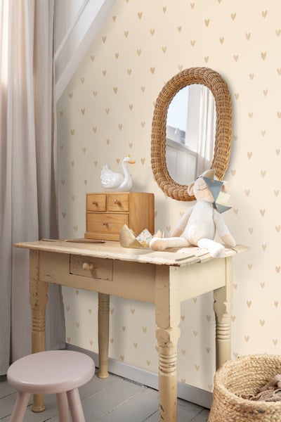 ESTAhome Tapete Herzchen Beige - 53 cm x 10.05 m - 139767
