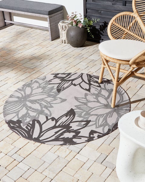 Outdoorteppich SOLAPUR Grau ø 120 cm
