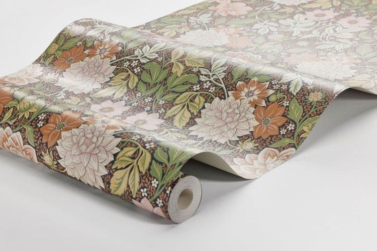 Borastapeter Tapete Blumenmuster im Jugendstil Grün und Hellrosa - 53 cm x 10.05 m - 660403