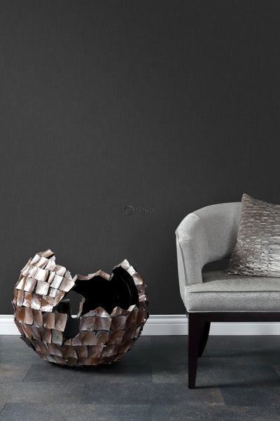 Origin Wallcoverings Tapete Leinen-Optik Schwarz - 53 cm x 10.05 m - 346627