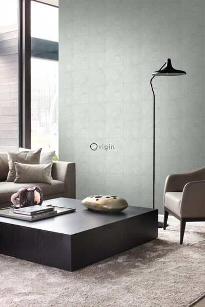 Origin Wallcoverings Tapete Querschnitte von Baumstämmen Mintgrün - 53 cm x 10.05 m - 347545