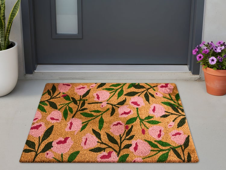 Fußmatte aus Kokosfaser mit Blumenmuster