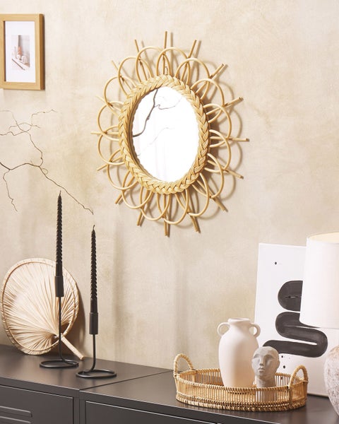 Wandspiegel TELAKIA 60 cm 60 cm Rattan Naturfarben