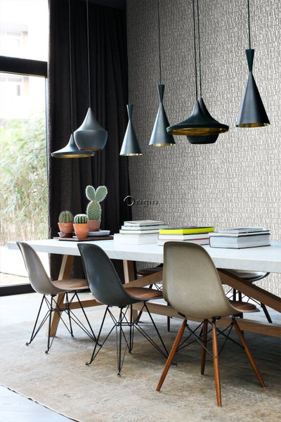 Origin Wallcoverings Tapete alte eiserne Druckbuchstaben Grau - 53 cm x 10.05 m - 347593