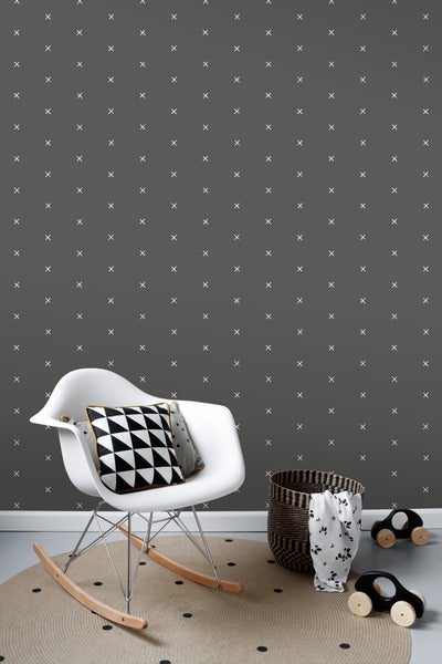 ESTAhome Tapete grafisches Motiv Grauschwarz - 53 cm x 10.05 m - 139070