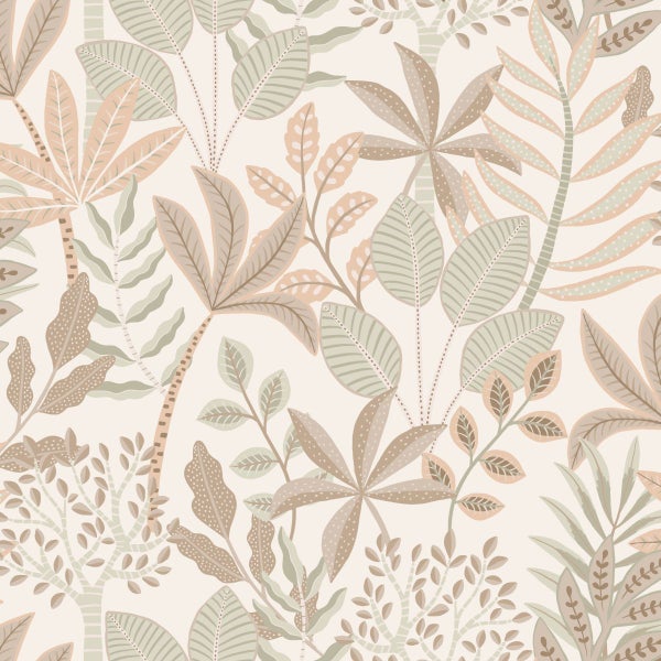 ESTAhome Tapete Blätter Grau, Beige und Graugrün - 50 x 900 cm - 139677