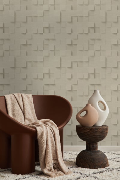 Origin Wallcoverings Tapete 3D-Würfel Beige - 50 x 900 cm - 347897