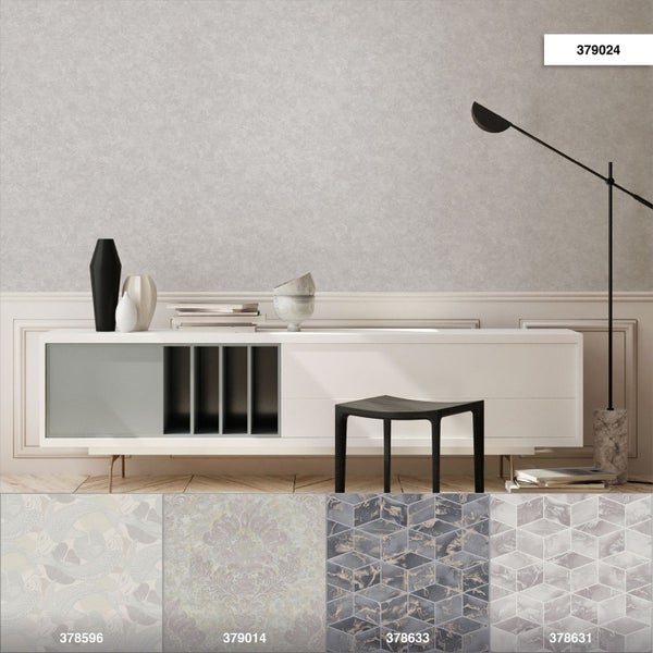 Livingwalls Tapete mit malerischem Effekt Grau und Silber - 53 cm x 10.05 m - AS-379024