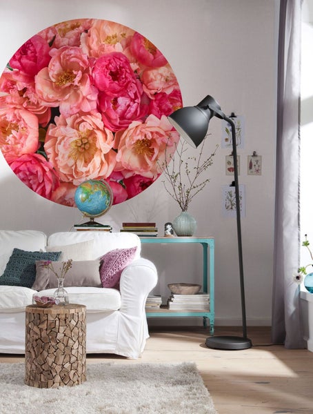 Sanders und Sanders selbstklebende runde Tapete Blumen Rosa - Ø 125 cm - 611805