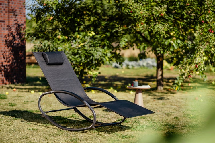 Schaukelliege Mila, ergonomisch geformt, 178 x 64 x 78 cm, schwarz