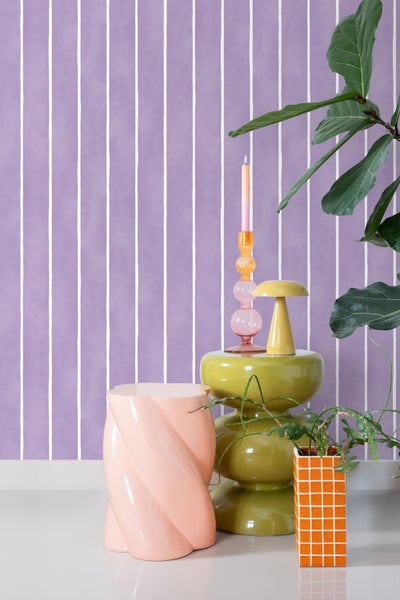 ESTAhome Tapete Streifenmuster Violett und Weiß - 50 x 900 cm - 131310