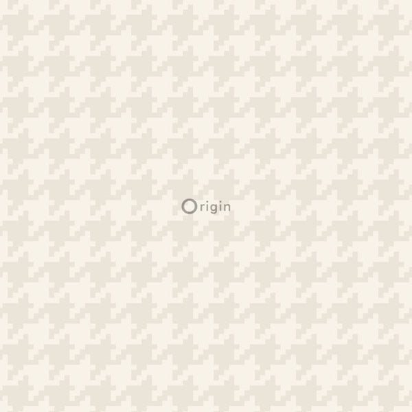 Origin Wallcoverings Tapete Hahnentritt-Muster Weiß und Silber - 53 cm x 10.05 m - 346842