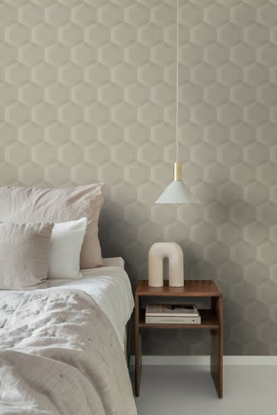 Origin Wallcoverings Tapete 3D Wabenmuster Sandbeige - 53 cm x 10.05 m - 348019