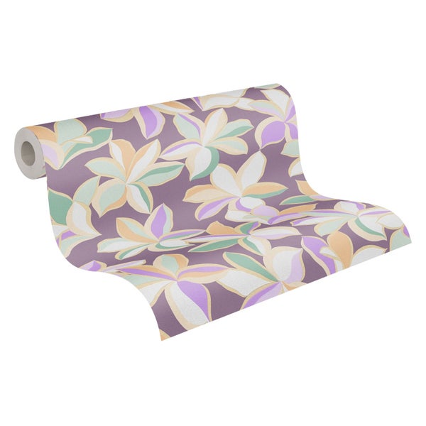 Blumentapete mit Blumenvase und getrockneten Blumen