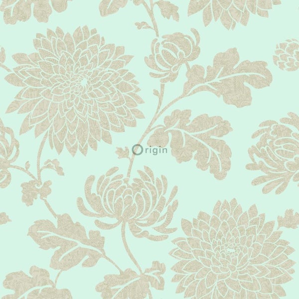 Origin Wallcoverings Tapete Blumen Seladongrün - 53 cm x 10.05 m - 326148