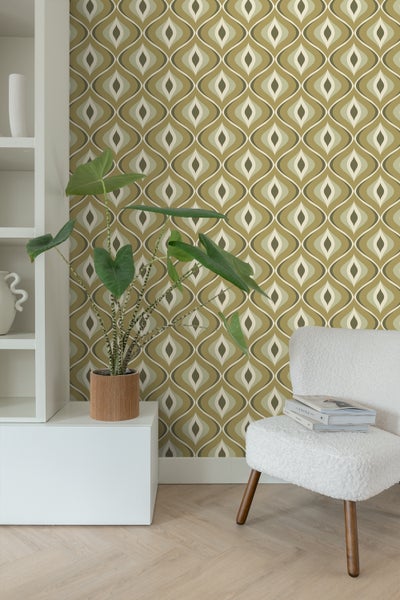 ESTAhome Tapete Retro-Ornamente Graugrün - 50 x 900 cm - 130987