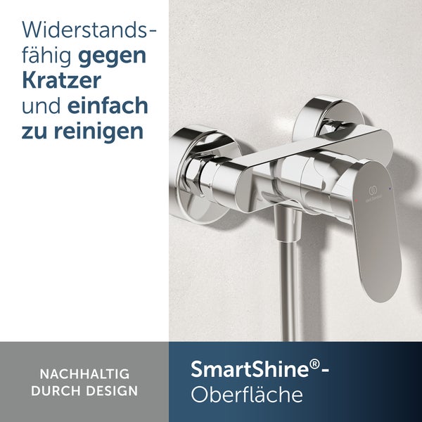 Wandmontierte Einhebel Duscharmatur mit glänzender Oberfläche