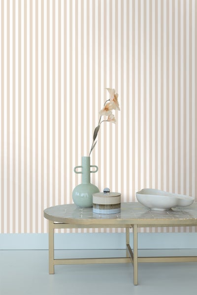ESTAhome Tapete Streifen Beige und Weiß - 53 cm x 10.05 m - 130949