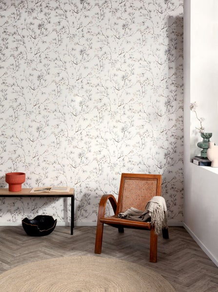 Masureel Tapete Blumen Grau - 53 cm x 10.05 m - 630645