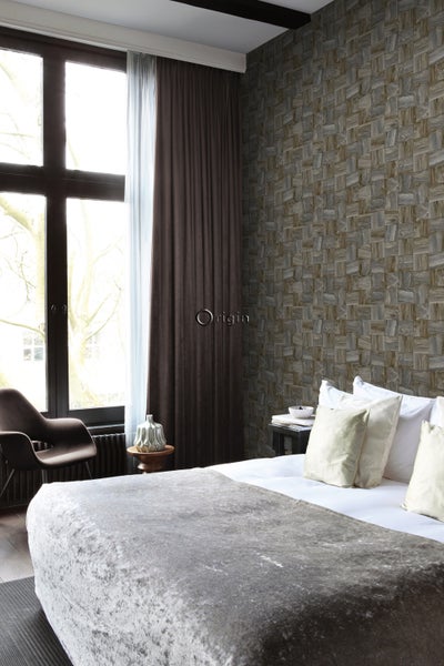 Origin Wallcoverings Tapete quadratische Holzstücke Dunkelbraun - 53 cm x 10.05 m - 347519