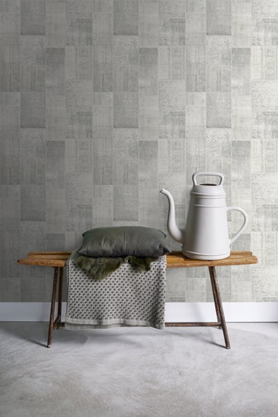 ESTAhome Tapete Kelim-Patchwork Grau - 53 cm x 10.05 m - 148329
