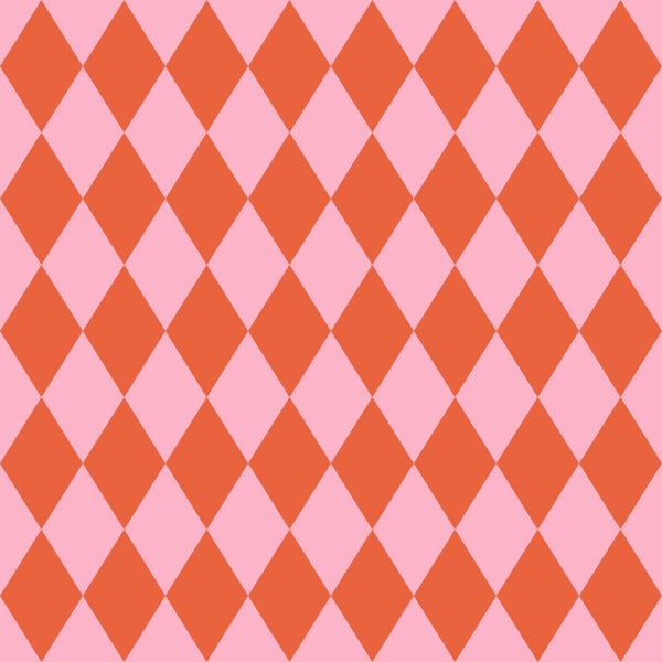 ESTAhome Tapete Karomuster Orange und Rosa - 50 x 900 cm - 131602