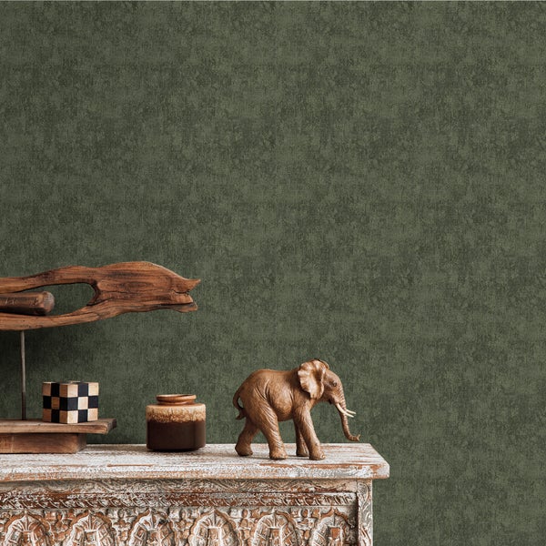 Sanders und Sanders Tapete Leinen-Optik Dunkelgrün - 280 x 275 cm - 640268