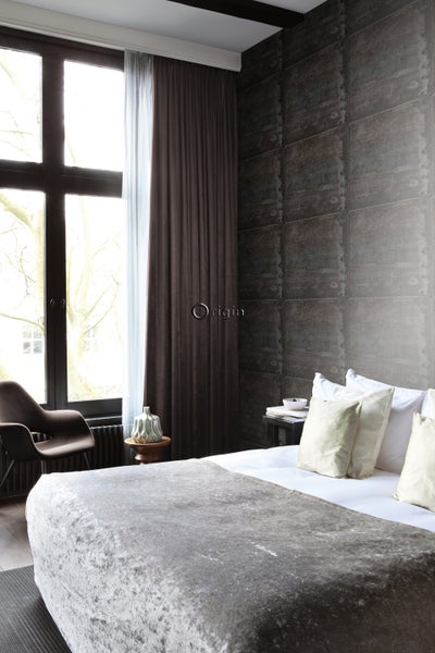 Origin Wallcoverings Tapete große verwitterte rostige Metallplatten Schwarz und dunkles Petrolblau - 53 cm x 10.05 m - 337227