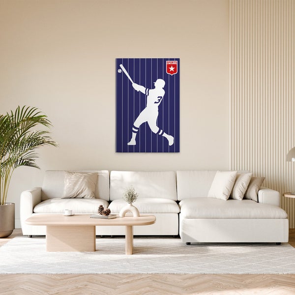Gemälde mit Baseballspieler Silhouette im Wohnzimmer