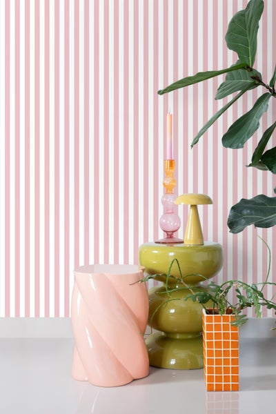 ESTAhome Tapete Streifen Rosa und Weiß - 50 x 900 cm - 130951