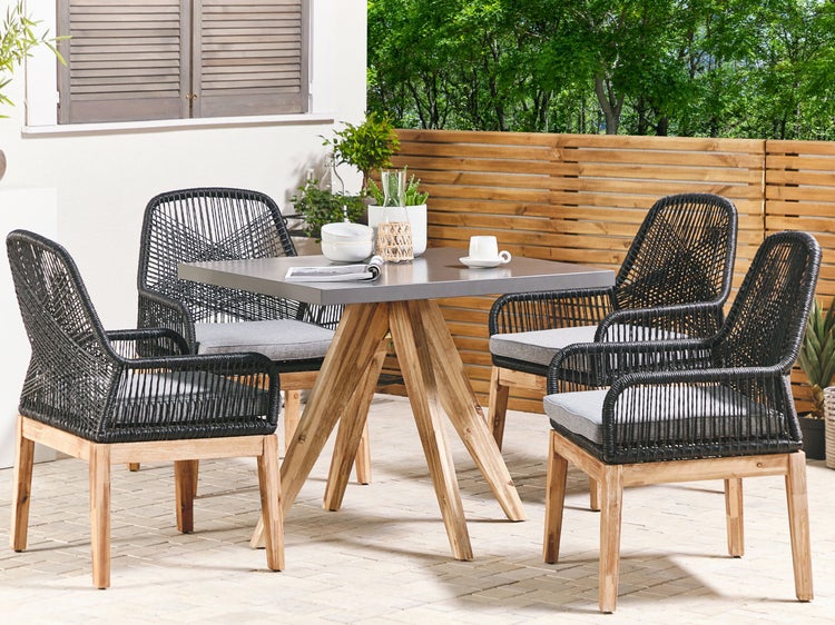 Gartenmöbel Set 4-Sitzer OLBIA inkl. Kissen Beton Schwarz