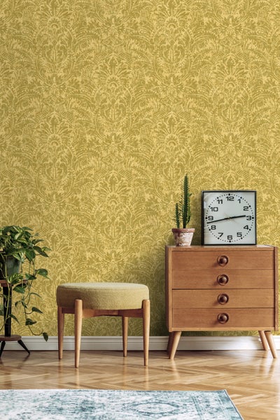 ESTAhome Tapete Ornamente Ockergelb - 50 x 900 cm - 131615