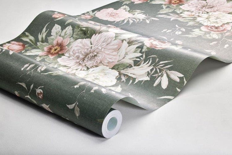Borastapeter Tapete Blumenstillleben Graugrün - 53 cm x 10.05 m - 660260