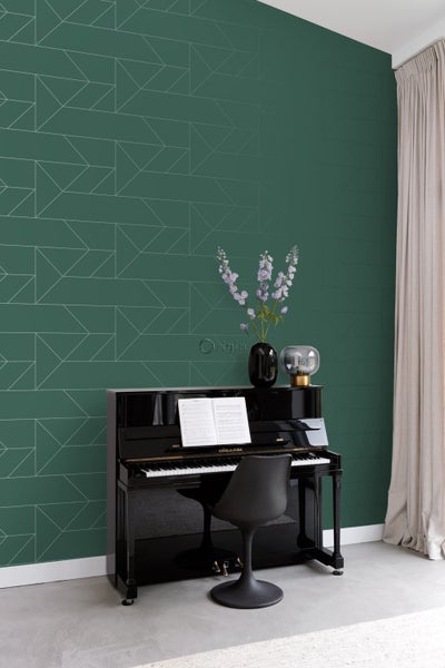 Origin Wallcoverings Tapete grafische Linien Dunkelgrün - 53 cm x 10.05 m - 347724