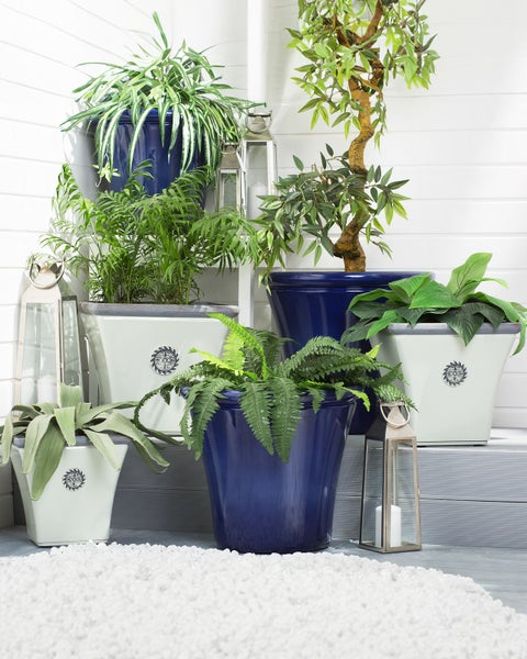 Set mit 2 Blumentöpfen ELATEIA Stein 43 cm Weiß