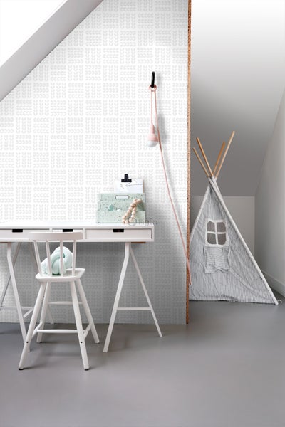 Origin Wallcoverings Tapete Blätter Weiß und Hellgrau - 53 cm x 10,05 m - 347500