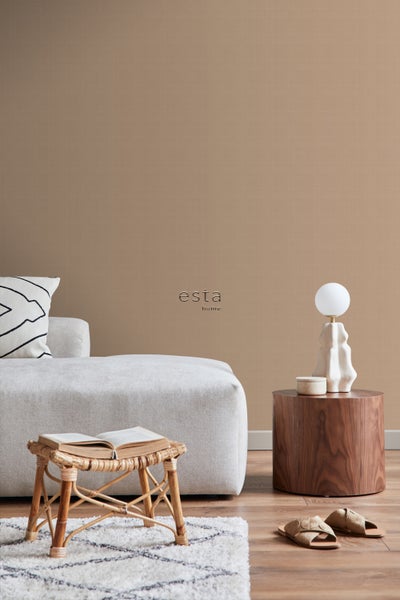 ESTAhome Tapete Leinen-Optik Terrakotta - 53 cm x 10.05 m - 139473