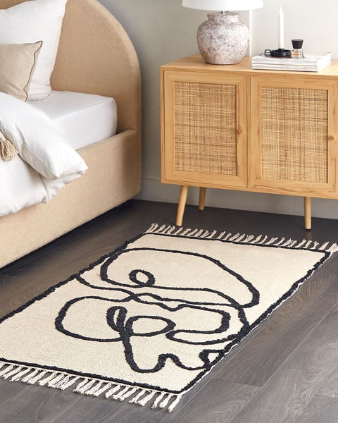 Teppich KONUR Beige 80 x 150 cm Baumwolle
