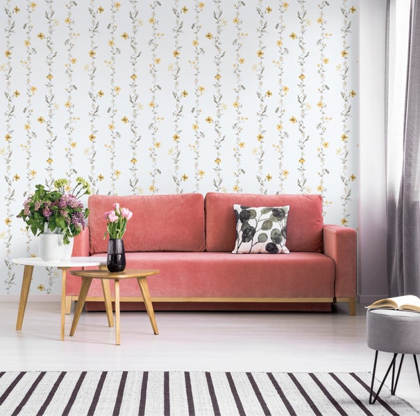 Sanders und Sanders Tapete Blumen Gelb und Weiß - 53 cm x 10 m - 640172