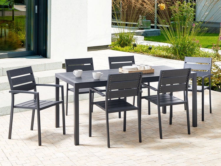 Gartentisch VERNIO 180 cm 90 cm Metall Schwarz