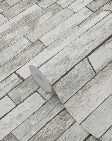 ESTAhome Tapete Holz-Motiv Weiß und Hellblau - 53 cm x 10.05 m - 138240