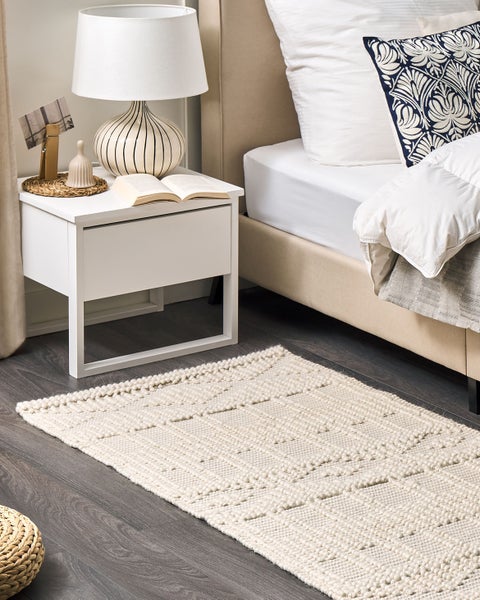 Teppich LAPSEKI Hellbeige 80 x 150 cm Wolle