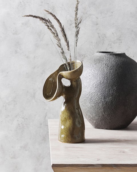 Blumenvase CALAMUS Steinzeug 28 cm Grün