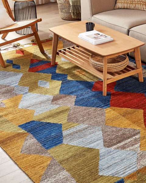 Kelim Teppich Wolle mehrfarbig 160 x 230 cm Patchwork Kurzflor ARZAKAN