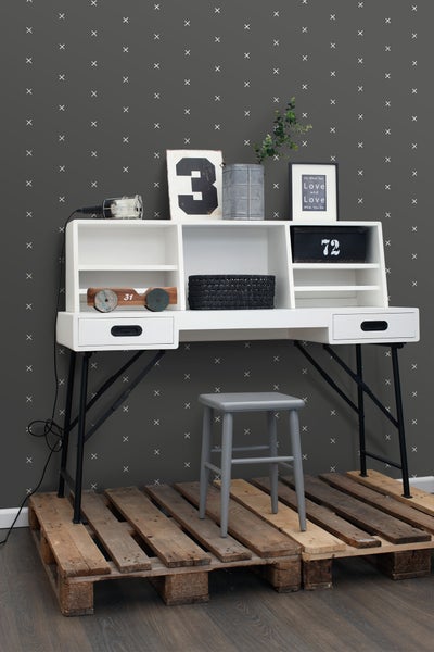 ESTAhome Tapete grafisches Motiv Grauschwarz - 53 cm x 10.05 m - 139070