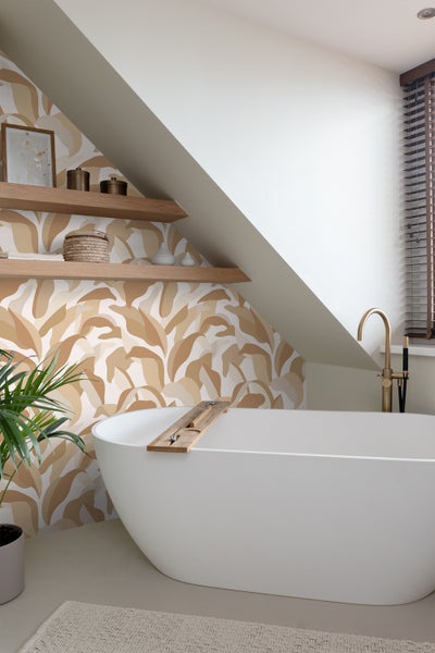 ESTAhome Tapete tropische Blätter Beige und Terrakotta - 50 x 900 cm - 139944