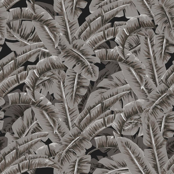 Origin Wallcoverings Tapete Palmblätter Dunkelgrau - 53 cm x 10.05 m - 347440