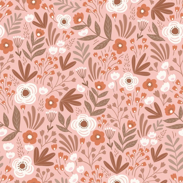 ESTAhome Tapete Blumen Terrakottarosa - 50 x 900 cm - 131069
